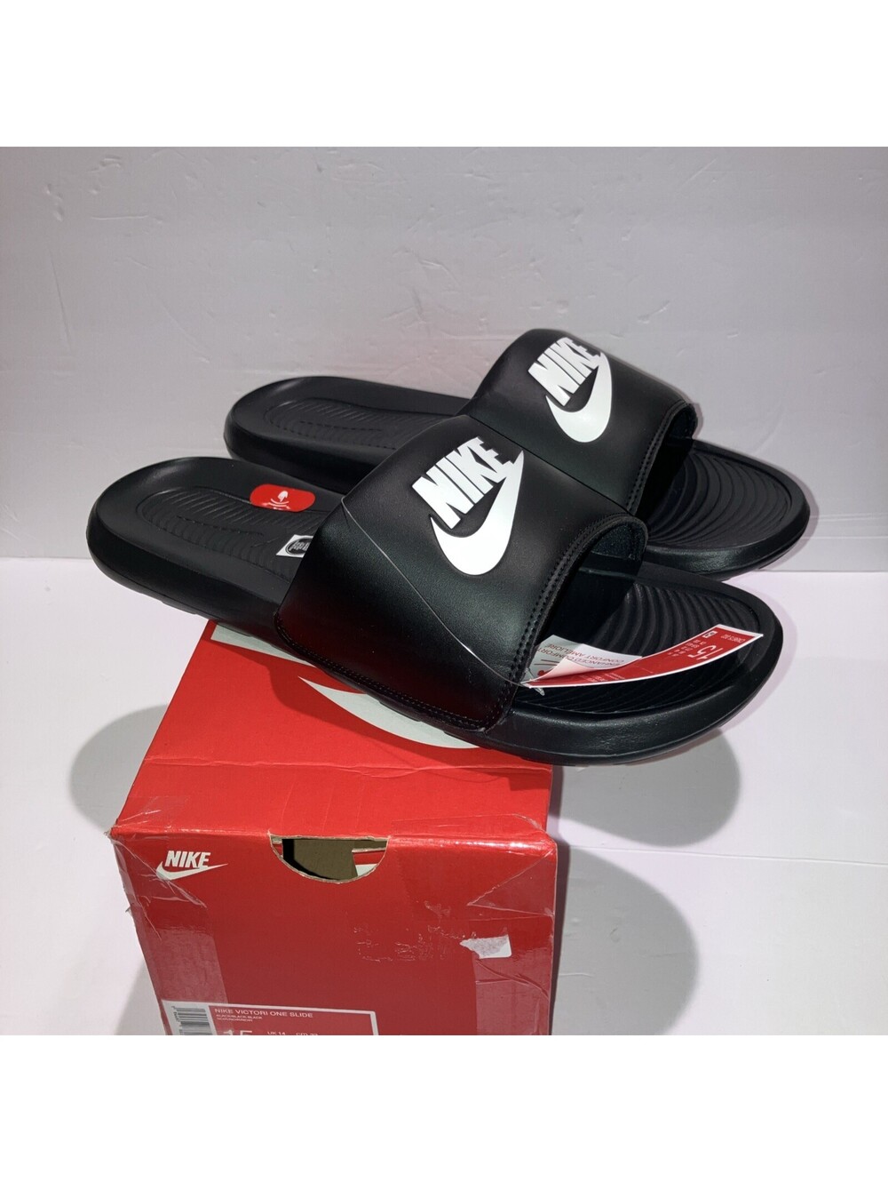 Nike Victori One Slide Men’s Sandals Black/White US 15 CN9675-002 NEW